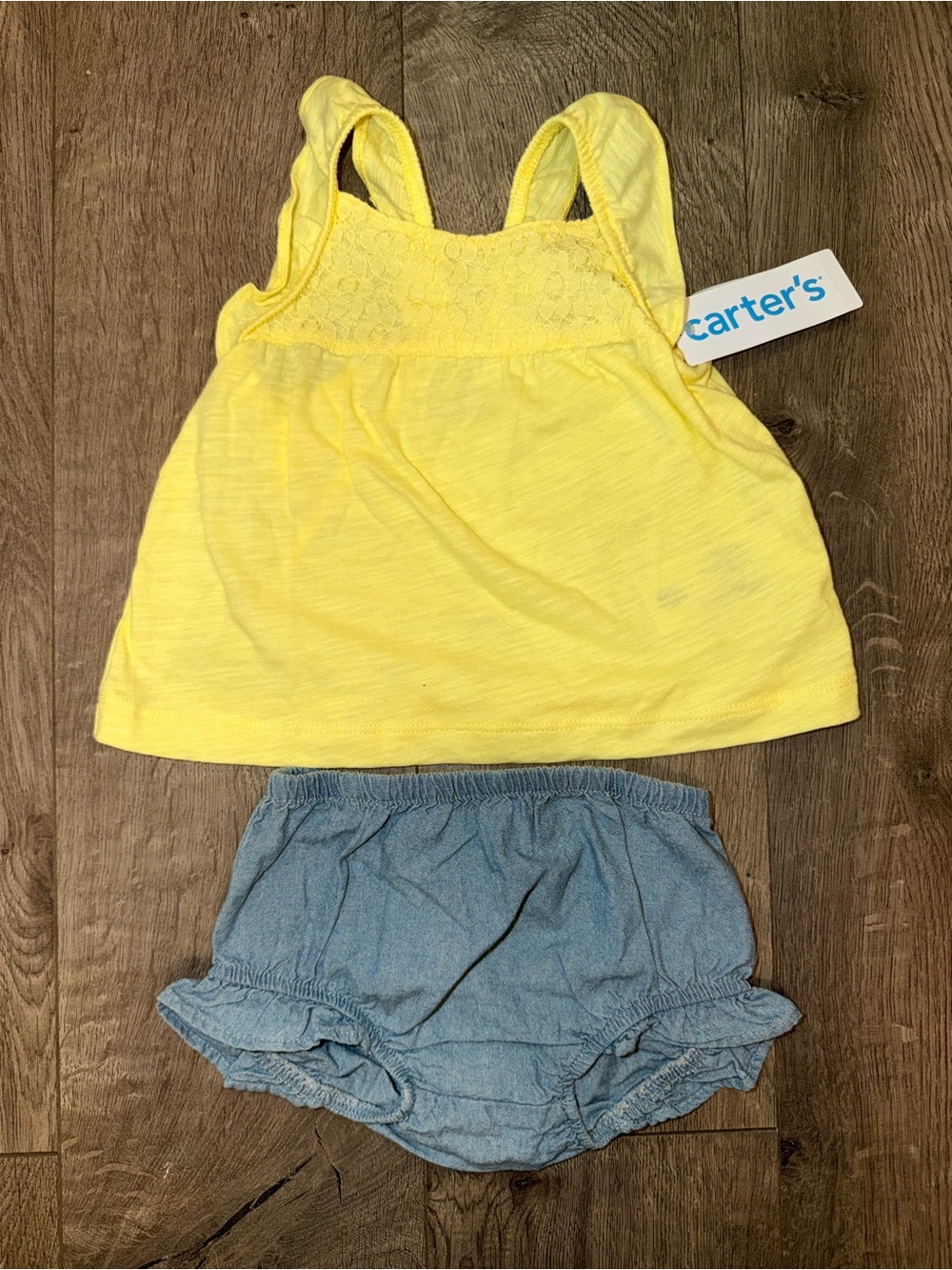 Carter's Yellow Lace Tank Top with denim Bloomers
